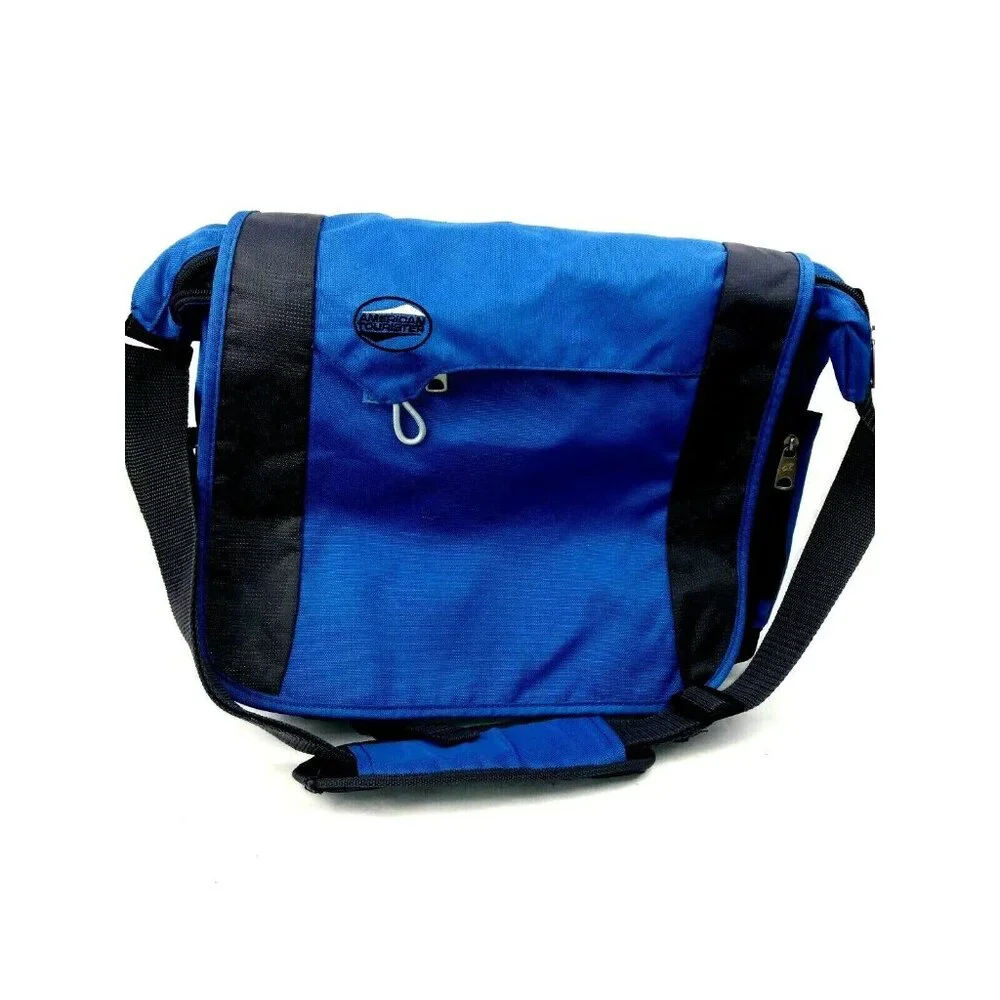 Blue Messenger Laptop Bag American Tourister Travel Carry-on Luggage Adjustable